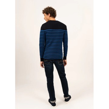 Saint James Seemanspullover Herren, Rochefort R, Navy/Gitane