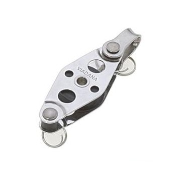 Miniblock aus rostfreiem Stahl, einfach mit Bügel, entfernbarer Bolzen, Rollen Ø 25 mm, Tau Ø 8 mm