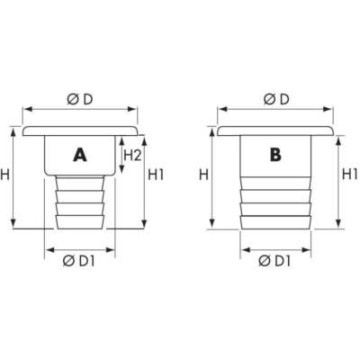 Nâble en inox + bouchon pour eaux noires ou carburant