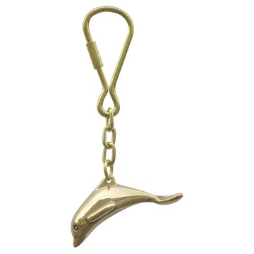 Schlüsselanhänger mit Delfin aus Messing