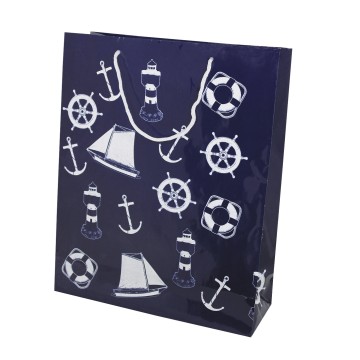 Pochette cadeau bleu/blanc, 26x33x10cm