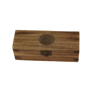 Fernrohr aus Messing und Leder, 25 cm, mit Holzkasten