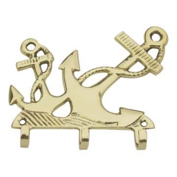 Wandhalterung mit 3 Haken und zwei Messingankern