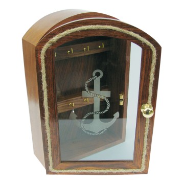 Boîte à clés murale en bois avec porte vitrée