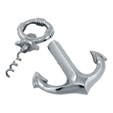Korkenzieher - Flaschenöffner in Form eines Ankers aus verchromtem Messing