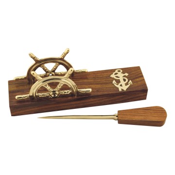 Brieföffner & Kartenhalter aus Holz und Messing