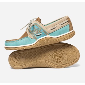 Chaussures bateau en cuir TBS Globek, vert d'eau