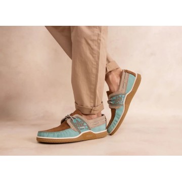 Chaussures bateau en cuir TBS Globek, vert d'eau