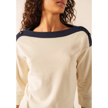 Pull Marin Isabelle Ballu "Latsia", Saint James, Ecru/Navy