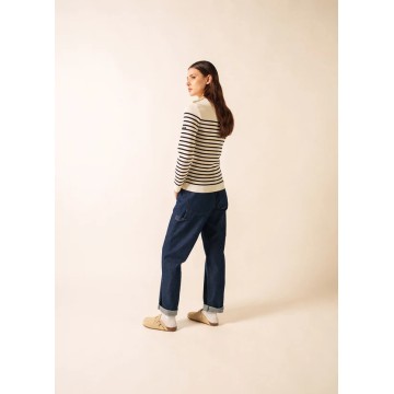 Gestreifter Marinepullover Saint James Marée, Ecume/Navy