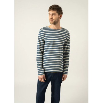 Saint James Unisex Langarm Shirt Meridien - Streifenshirt, Jeans/Hanf