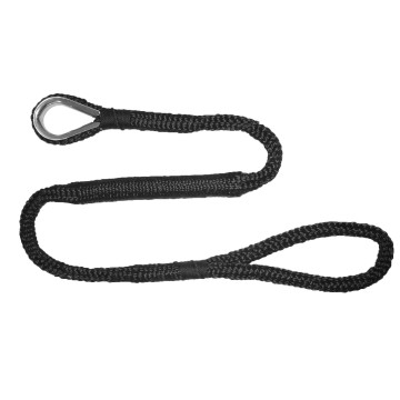 Elingue d'amarrage avec amortisseur intégré, cosse inox et boucle (plusieurs longueurs)