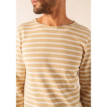 Saint James Unisex Langarm Shirt Meridien - Streifenshirt, Leinwand/Schnee