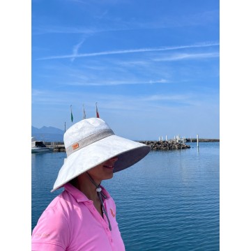 UV-Schutzhut für Damen "Capeline XXL" Weiß-Grau