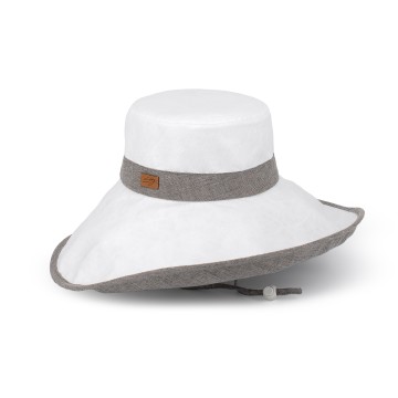 Chapeau anti-UV femme "Capeline XXL" Blanc gris