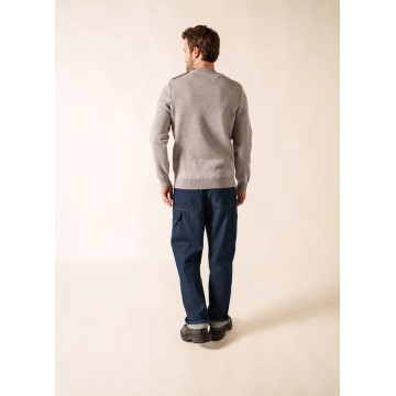 Pull marin en laine Saint James pour Homme, Cancale, Gris