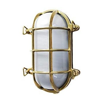 Lampe applique murale marine en laiton poli - Verre sablé opaque