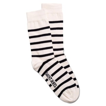 Chaussettes Saint James Pieds rayés Ecru/Marine | 35-40