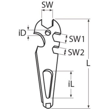 Schäkelschlüssel, Edelstahl-Schraubenschlüssel A2, 100 mm, mit Gabelschlüssel 8, 10 und 13 mm