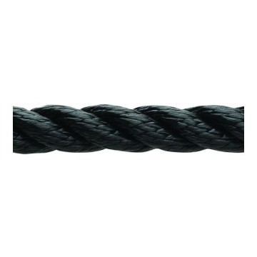 Corde d\'amarrage en polyester toronné noir, vendu au mètre